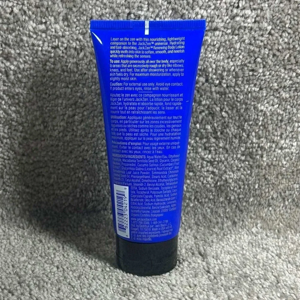 Jack Black JackZen Renewing Body Lotion Blue Bamboo Violet‎ Mens 3oz